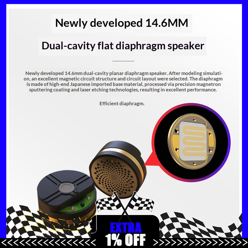 Planar Magnetic Iem Earphones - 7Hz x Crinacle Dioko Auriculares Intrauditivos