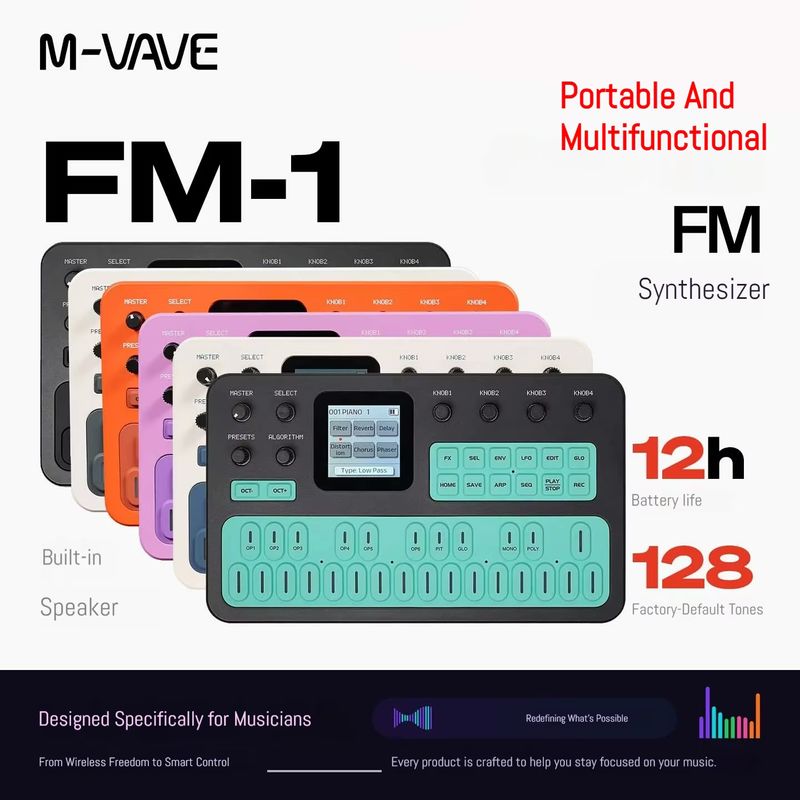 Speakers - Teclado Sintetizador de Bolsillo FM1 Portátil